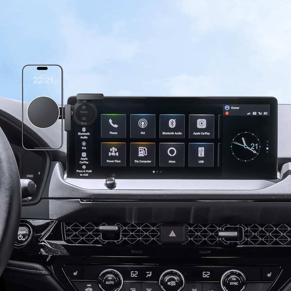 BIXUAN Suporte magnético ajustável de 360° para tela híbrida 2023-2026 Honda Accord de 12,3 polegadas, compatível com a tela MagSafe para painel magnético de carro
