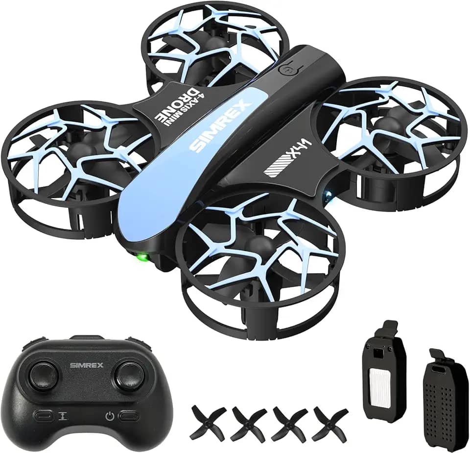 SIMREX Mini drone de controle remoto com câmera, drone dobrável quadricóptero RC, mini drone com retenção de altitude, flip 3D, modo Headless, controle de gravidade e 2 baterias, presentes para