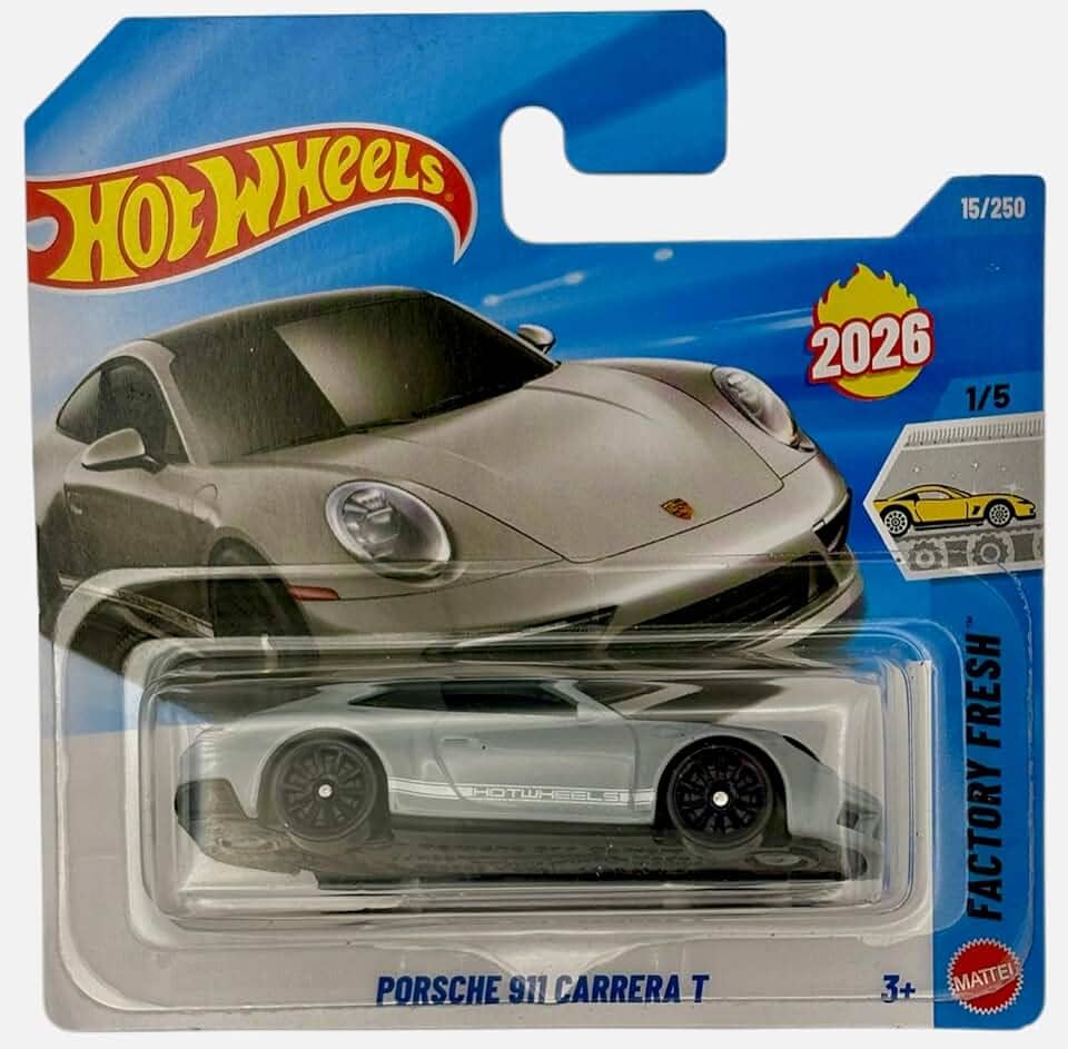 Hot Wheels Porsche 911 Carrera T [Cinza] Factory Fresh 1/5, 15/250 Novo para 2026! Veículo de brinquedo fundido em escala 1:64