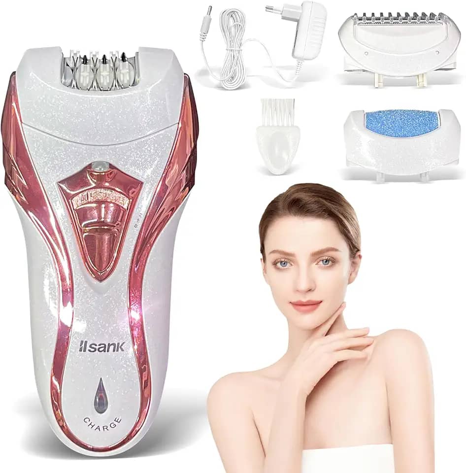 Depilador Elétrico Feminino 3 em 1, Aparelho de Depilar Feminino, Barbeador Lixa Pé, Removedor de Pelos para Corpo Todo