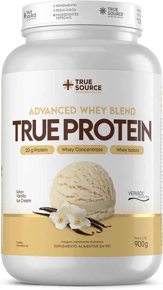 True Protein 900 g – True Source | Blend Avançado com Whey, Colágeno e VERISOL® | Alta Performance & Nutrição (900g, Vanilla Ice Cream)
