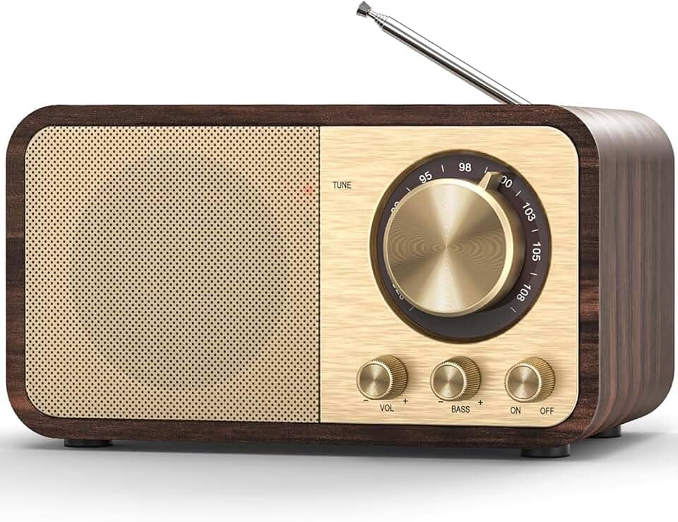 Tendak Rádio FM retrô com melhor recepção, transistor portátil Bluetooth com alto-falante de 5 W, rádio vintage recarregável para cozinha doméstica, ao ar livre, suporta reprodução de cartão TF