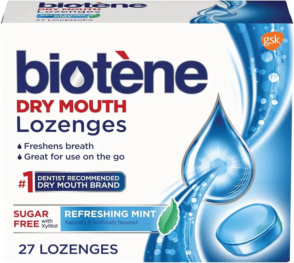 Biotene Lozenges, Pastilhas Dry Mouth para hálito fresco, menta refrescante, 27 unidades