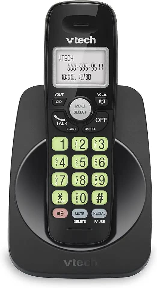VTech Telefone sem fio DECT 6.0 – tela azul, botões grandes, full duplex, identificador de chamadas, fácil montagem na parede, alcance de 305 m