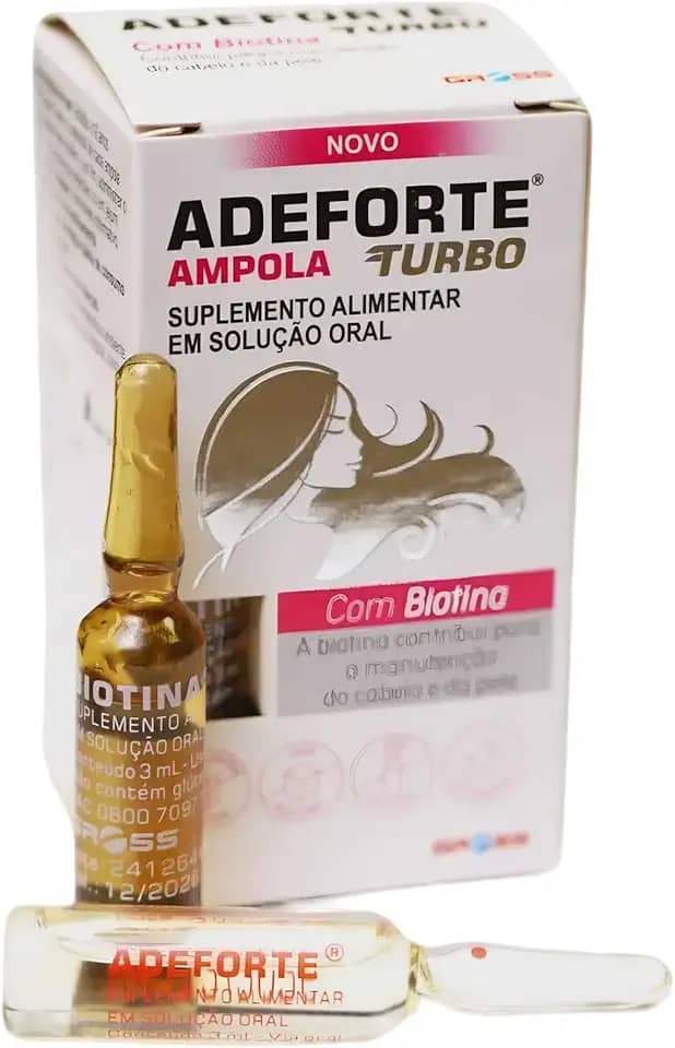 Adeforte Turbo + Biotina 3 ml – Crescimento cabelo, unhas e pele – Sem glúten