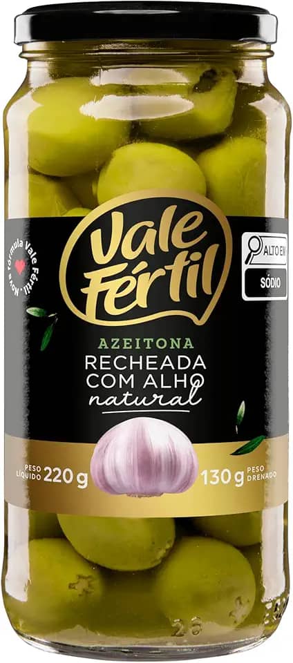 Vale Fértil Azeitona Verde Em Conserva Recheio Alho Vidro 130G