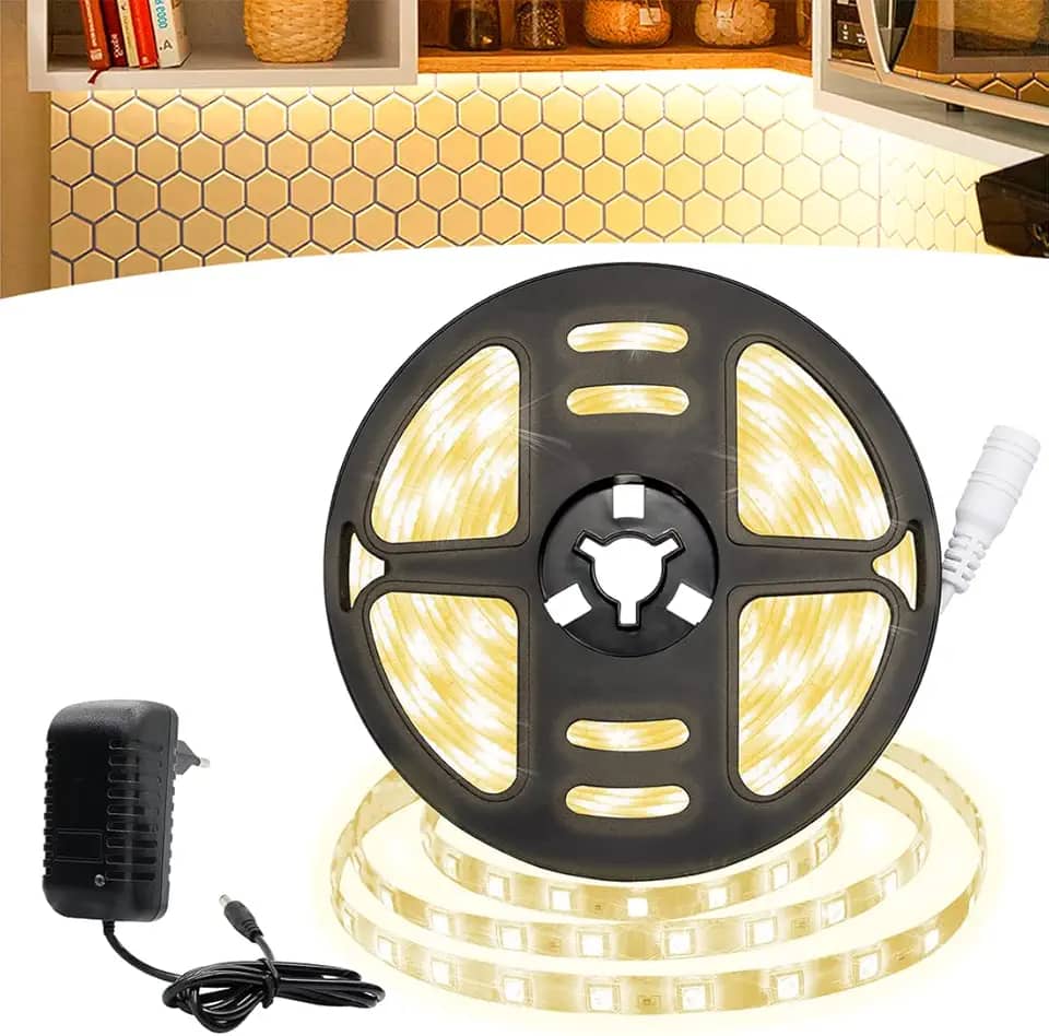 Fita Led 2835 Rolo 5 Metros 300leds Ip65 Dupla Face + Fonte (Branco Quente)