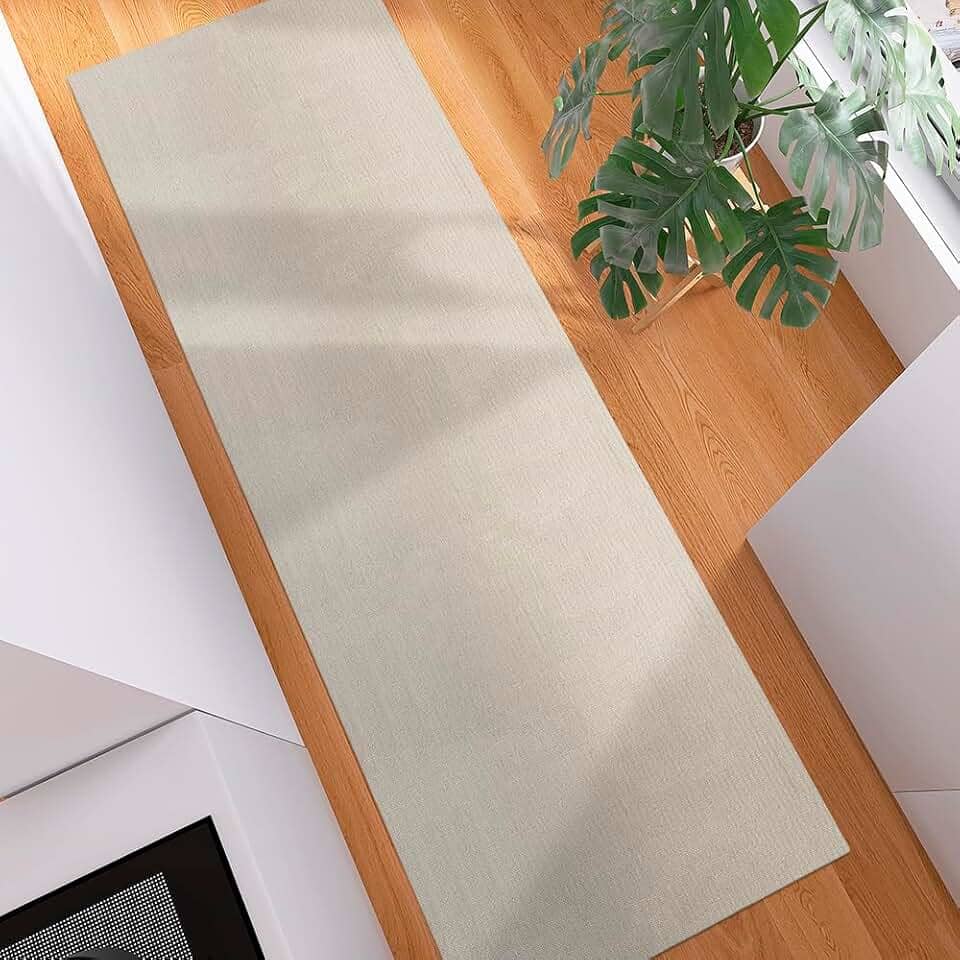 Tapete Passadeira Neutra 1,30m x 45cm Natural Quarto Cozinha Algodão Cru Antiderrapante