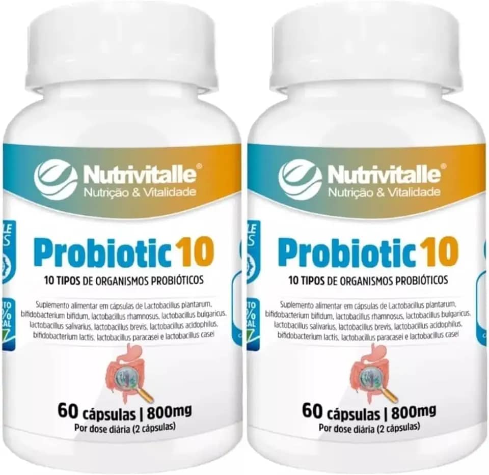 Probiotic 10 800 mg 60 Cápsulas Nutrivitalle Kit 2 Unidades