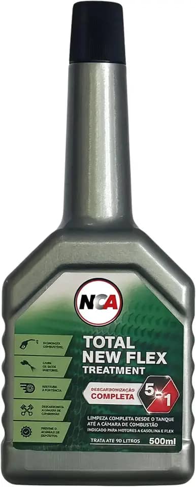 Aditivo de Combustível Profissional FLEX e GASOLINA | 500ml | Trata 90L | Descarbonização Completa | TOTAL NEW FLEX TREATMENT | NCA