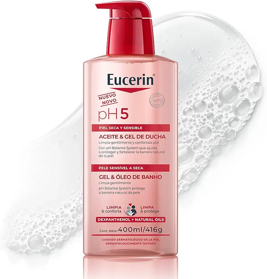 Eucerin PH5 Gel e Óleo de Banho 400ml - Limpa gentilmente e protege a barreira natural da pele