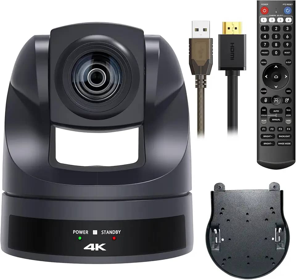 Câmera PTZ 4K com zoom óptico 20X, câmera POE para sala de videoconferência, transmissão ao vivo USB HDMI IP para cultos religiosos Vmix, Zoom, OBS, YouTube（Enviado do Brasil, sem impostos adicionais）