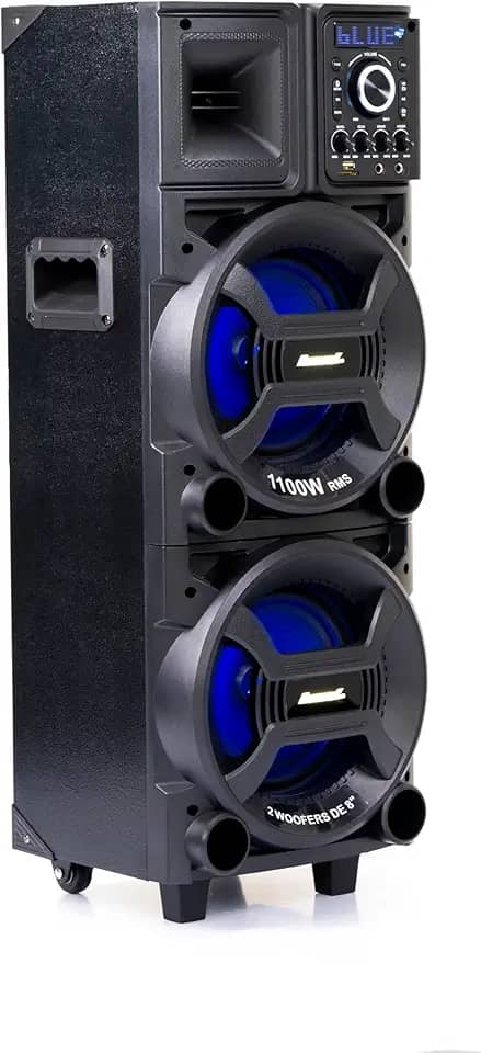 Amvox Caixa de Som Amplificada ACA 1101 Black Duplo 8-1100W RMS, Bluetooth, Equalizador, USB