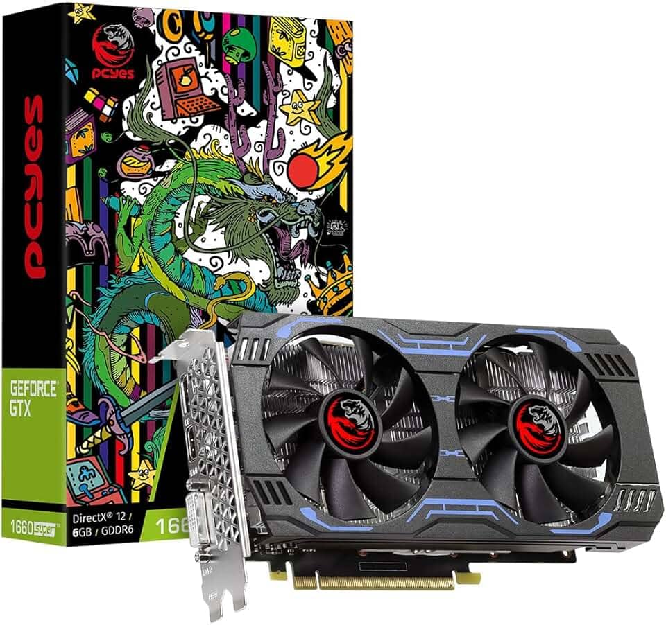 PLACA DE VIDEO NVIDIA GEFORCE GTX 1660 SUPER GDDR6 6GB 192BITS DUAL-FAN GRAFFITI SERIES - PA1660S6GR6DF – PCYES, Cor: Preto