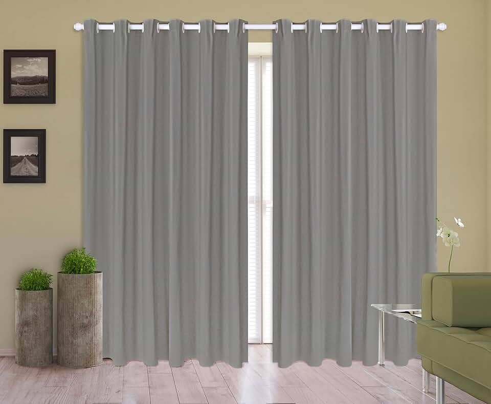 Cortina Corta Luz 2,00m X 1,80m 100% Blackout PVC Cinza Para Sala Ou Quarto Para Varão Simples