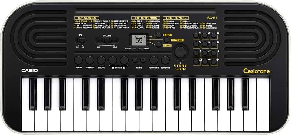 Teclado Infantil Casio SA-51 H2 Preto 32 Teclas Portátil Iniciante