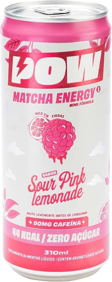 POW Green Energy, Pink Lemonade | Push Matcha Energético | Energia Natural, Antioxidante, Cafeína, L-Teanina | 310ml