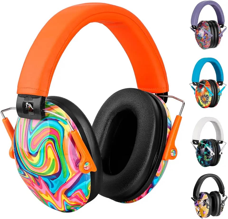 Fone Abafador de Ruídos Autismo Infantil Colorido Abafador de Som e Protetor Auditivo Para Crianças Autistas TEA Protetor Auricular - ALVATEC ATC® (LARANJA, Tamanho único)