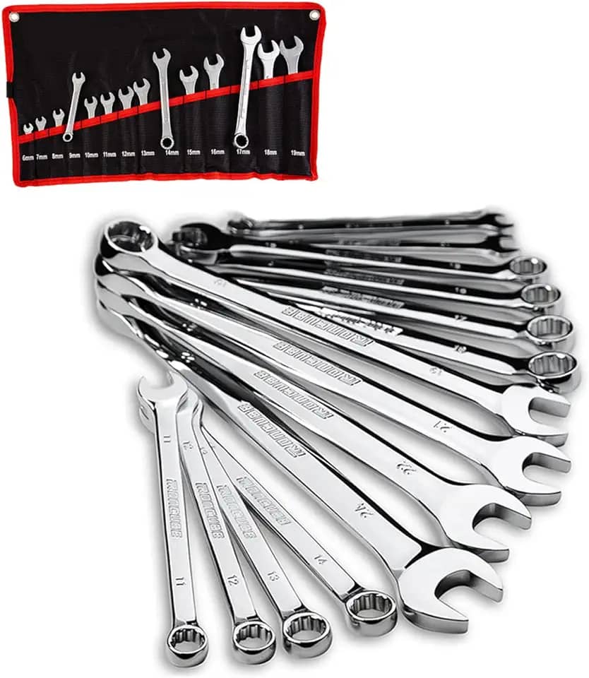 Jogo de Chave Combinada Profissional, Chaves Fixas e Estrela, Conjunto 8-24mm, 14 Peças, Ferramentas Automotivas e Manutenção (14 Peças)
