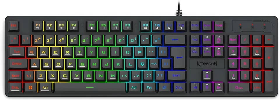 Teclado Membrana Gamer Redragon Netherbane K521-RGB USB Preto