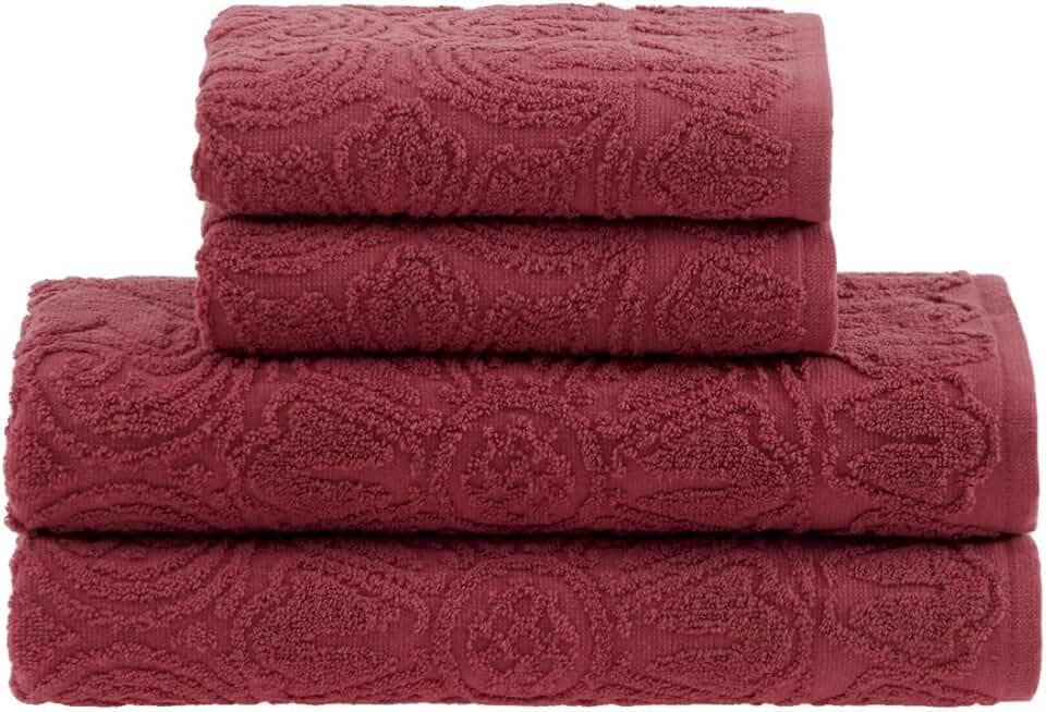 Buddemeyer Jogo de toalhas Florentina Banho Vermelho 4 peças