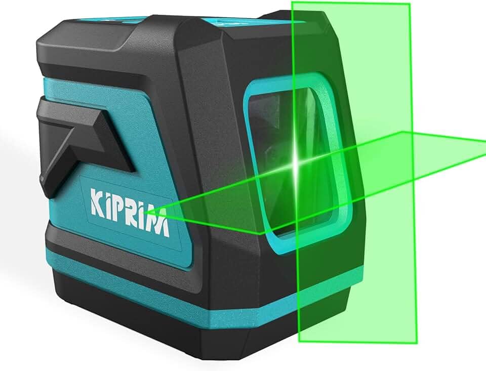 Kiprim Nível de laser verde LV8 com visibilidade aprimorada, brilho ajustável, modo manual/autonivelamento/pulso, baterias e bolsa de transporte incluídos