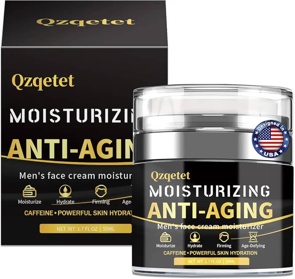 QZQETET Creme Facial Masculino, Creme Hidratante Antienvelhecimento, Loção Facial Masculina Com Colágeno, Retinol E Ácido Hialurônico, Cuidados Faciais Com A Pele Masculina - Dia E Noite - 1,7 Oz