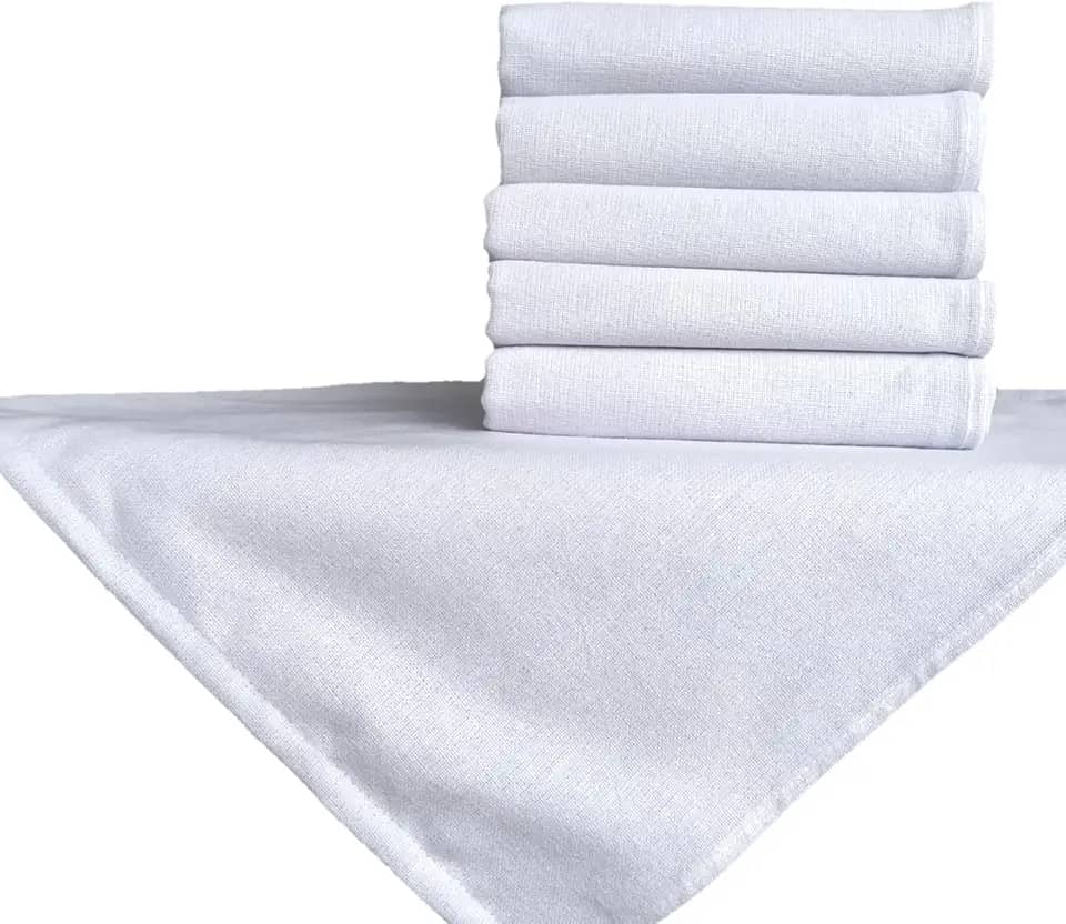 Pano de Prato Liso Alvejado Kit com 12 Unidades Acabamento nos 4 Lados - Em Algodão Sem Estampa, Ideal para Artesanato Gourmet (68x50cm)