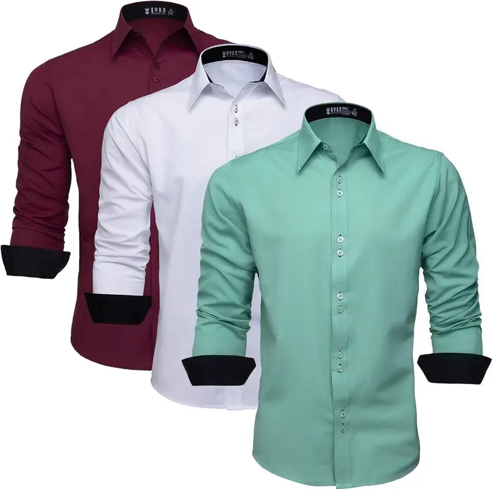 Kit 3 Camisa Masculina Slim Social Manga Longa Fácil de Passar 3K357
