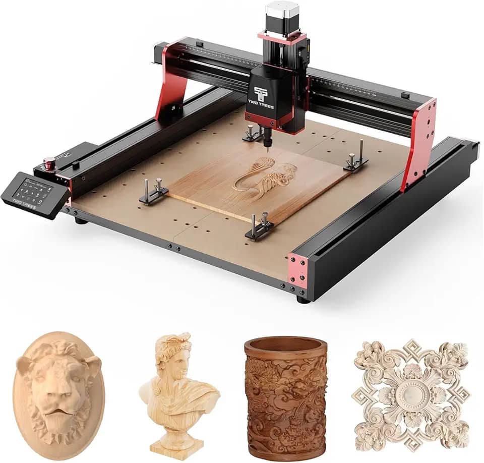 Twotrees TTC450 Pro Artcon CNC Router com Tela Sensível ao Toque de 3,5 Polegadas, Velocidade de 800 mm/min, Gravadora Laser CNC para Madeira, Acrílico, MDF e Nylon, Área de Trabalho de 460x460x80mm