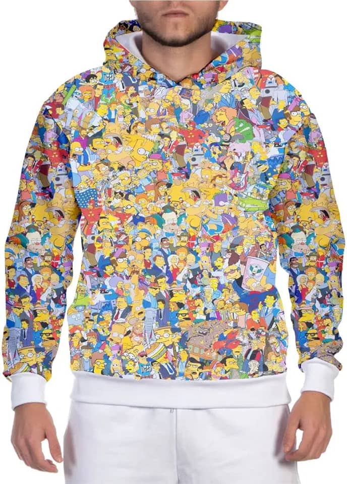 Blusa Moletom Masculino Feminino Estampa Simpsons Personagens 3D Casaco de frio