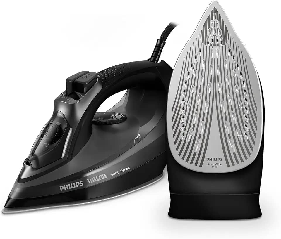 Ferro A Vapor Série 5000 1470W, Philips Walita, Preto, Vapor constante de 25 g/min, Sistema de vapor extra de 180 g, SteamGlide Plus (DST5040/84), 220v