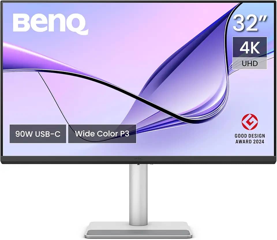 Monitor BenQ 32' MA320U 4K para Macbook® Pro/Air, 2 x USB-C, fonte 90W para carregar a bateria dos seus dispositivos