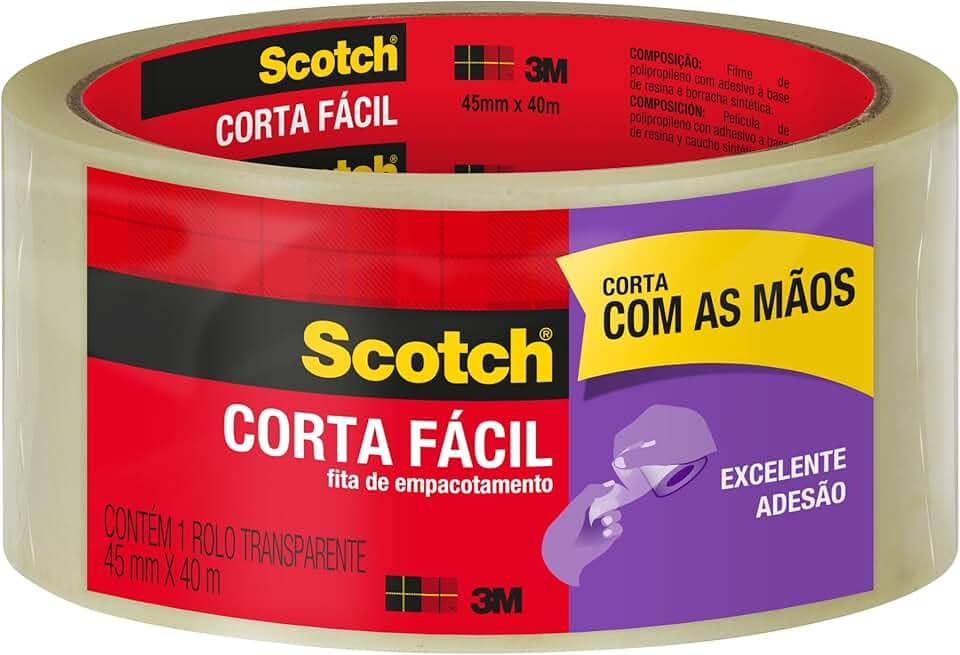 Scotch, 3M, Fita de Empacotamento, Corta Fácil – 45mm x 40m