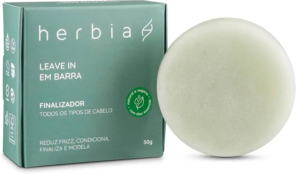 Leave-in em Barra Finalizador Natural e Vegano, 50g, Reduz Frizz e Modela, Todos os Tipos de Cabelo - 50g