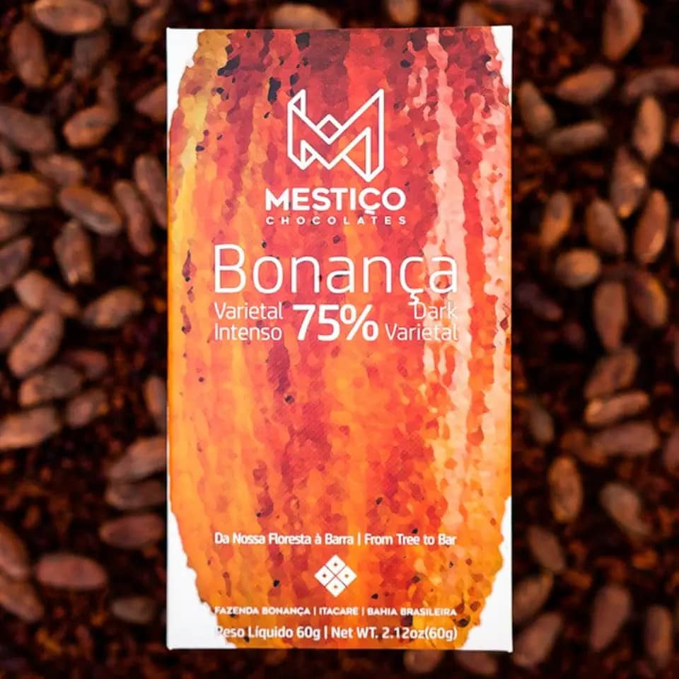 Mestiço Chocolates Bonança, Chocolate Amargo 75% Cacau, Artesanal, 60g, Origem Bahia Brasileira