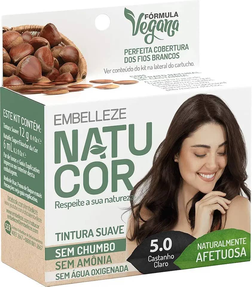 natucor Tinta de Cabelo Naturalmente Afetuosa 5.0 Kit, Castanho Claro