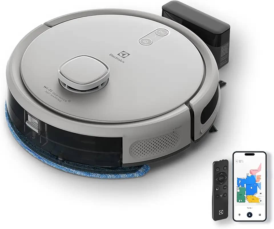 Aspirador de po robo Electrolux conectado automatico varre aspira passa pano ERB62 bivolt branco sensor antiqueda