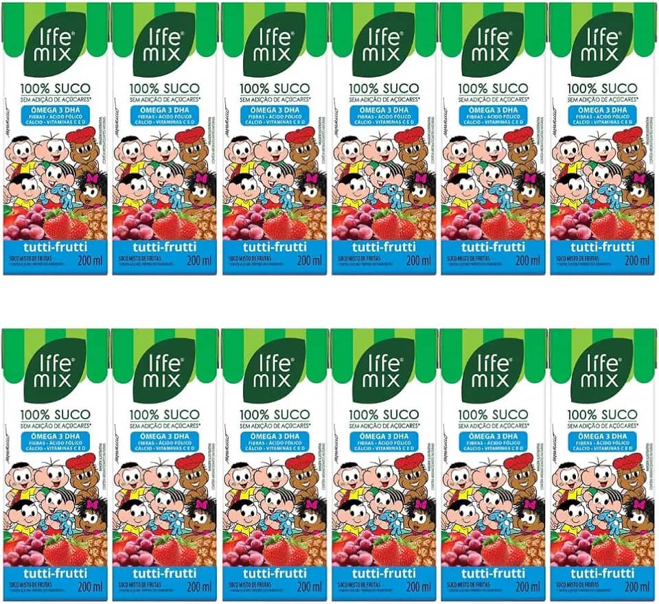 Kit 12 Sucos de Tutti-Frutti 100% Suco sem Adição de Açúcares de 200mL cada - Life Mix