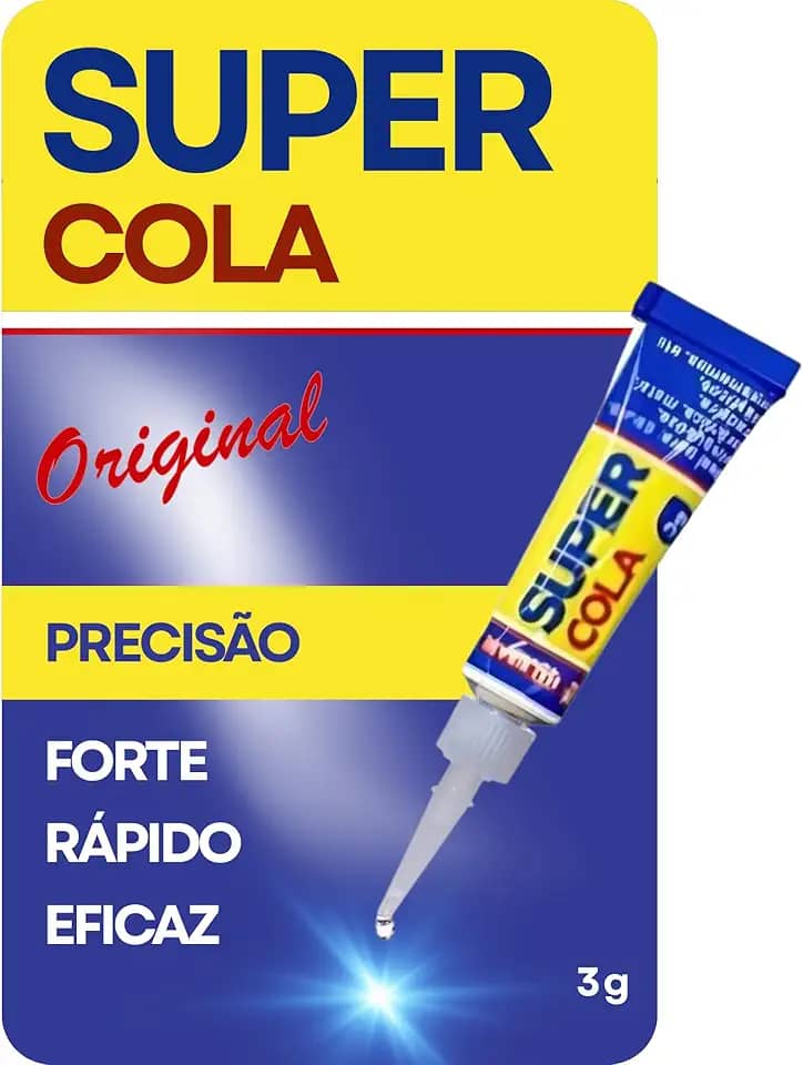 Super Cola Instantânea, Fórmula Nova, 3g, Secagem Rápida e Ultra Forte, para Plástico, Metal, Borracha, Cerâmica e Madeira