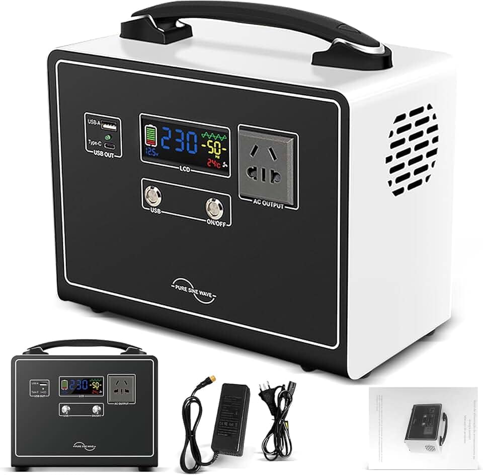 IIGENAI Gerador de Energia Portatil, Bateria 310Wh, 220V, Potência Nominal 300W, Pico de 600W,Estação de Energia para Camping, Falta de Energia