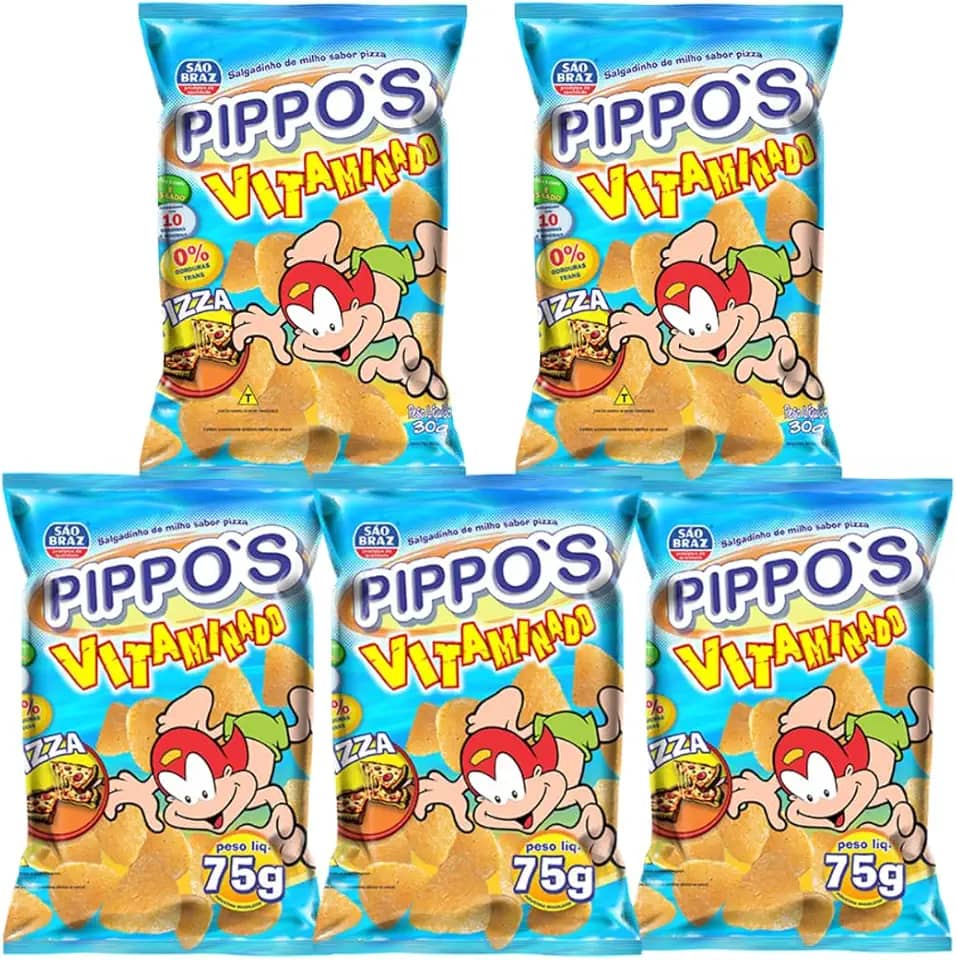Salgadinho Pippos 75g - Kit com 5 unidades (Pizza)