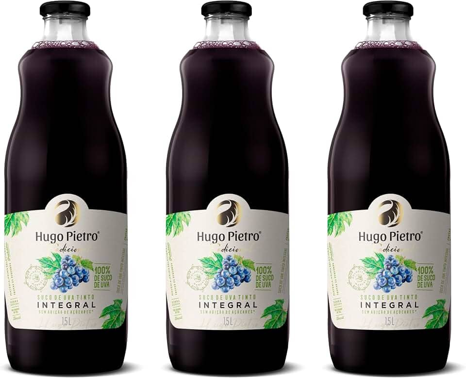 Suco de Uva Tinto Integral Hugo Pietro (1,5 L, SEM GLUTEN) (3 Unidades)