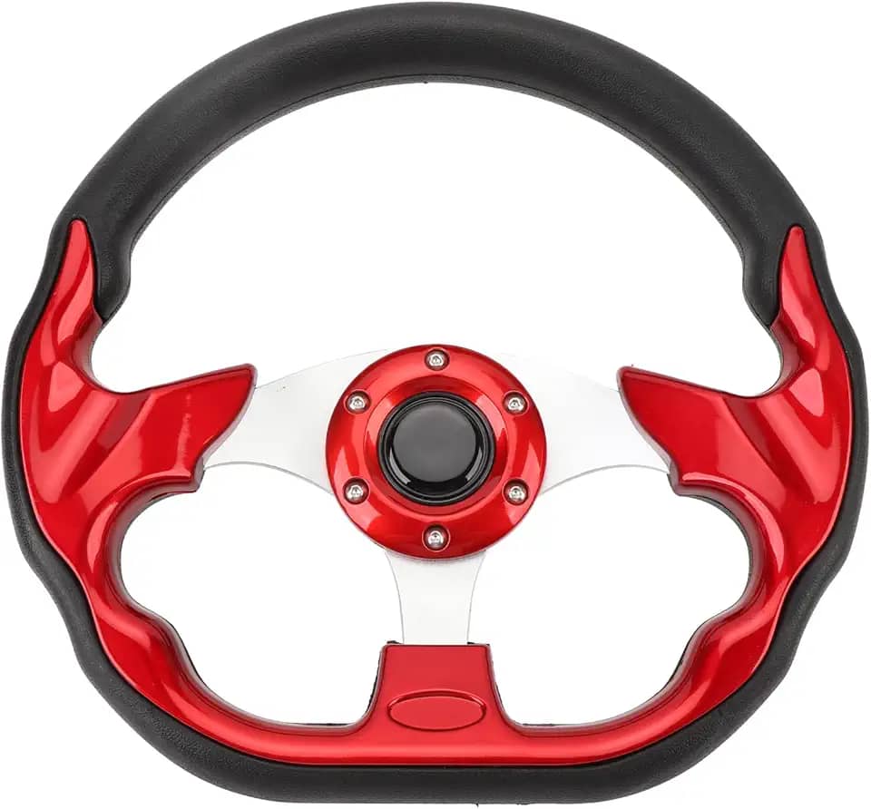 Volante de corrida, volante de PU de 13 polegadas com aparência elegante Volante universal para carro Fácil de instalar Volante esportivo para carro para veículo (Vermelho)