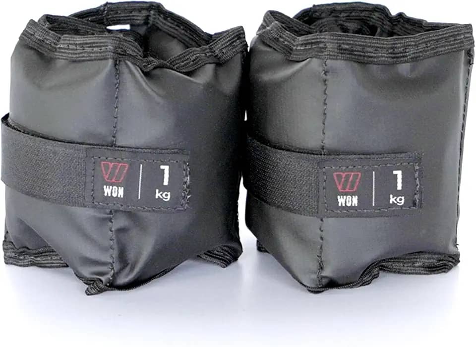 Par Caneleira Tornozeleira de Peso 1 kg WON Preto Fitness Academia Musculação Treino
