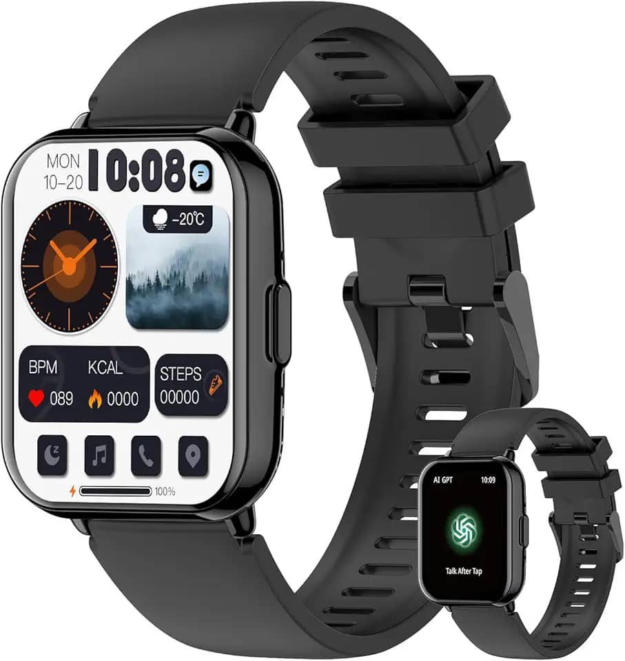 PEJE Relogio Masculino,Tela HD de 1,83" Relógio Smartwatch com Alexa, Ai GPT, 123 Esportes,Frequência Cardíaca e Monitoramento do Sono,1 ATM à rova d'água, Compatível com Android iOS（Preto）