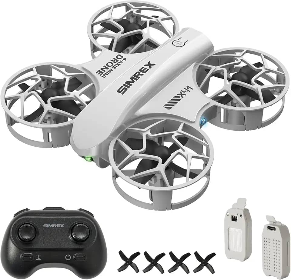 SIMREX Mini drone de controle remoto com câmera, drone dobrável quadricóptero RC, mini drone com retenção de altitude, presentes para crianças, adultos, iniciantes (cinza)