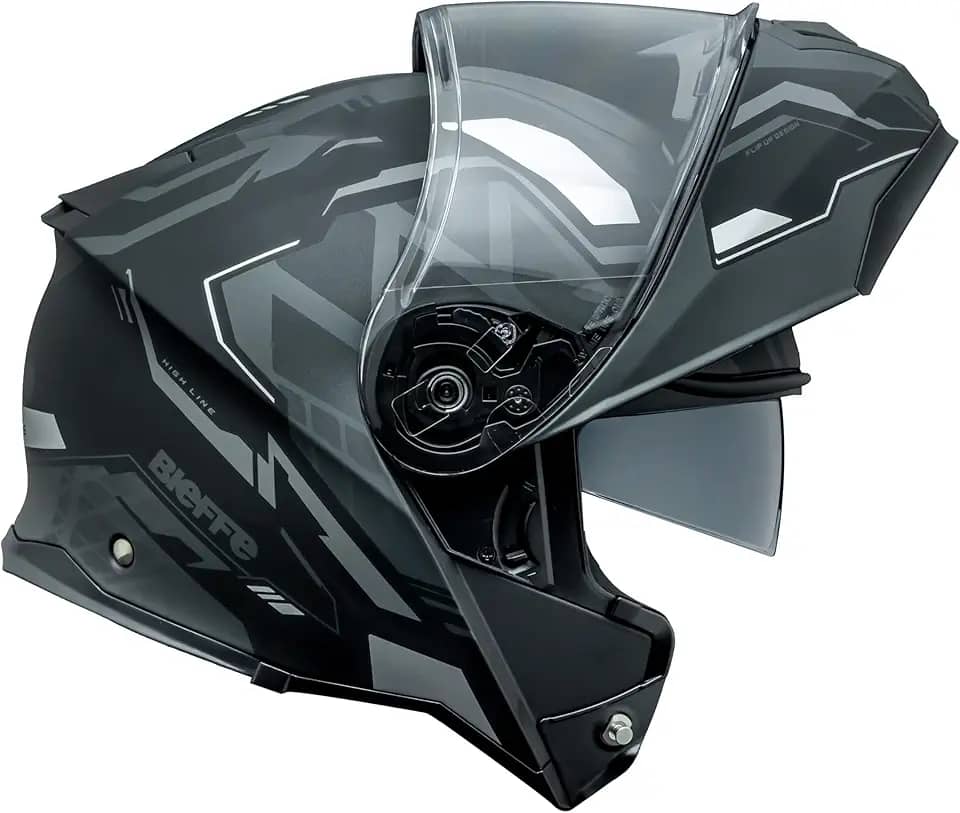 Capacete Bieffe Escamoteavel B-Dynamic Attractie Preto Fosco Grafite Com Óculos Interno