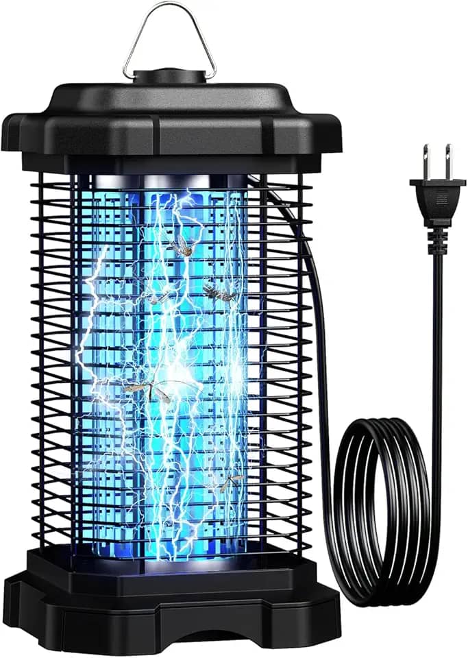 Lâmpada mata-mosquitos externa de 4000 V, mata-mosquitos de 20 W com cabo de extensão de 1,5 m (preto)