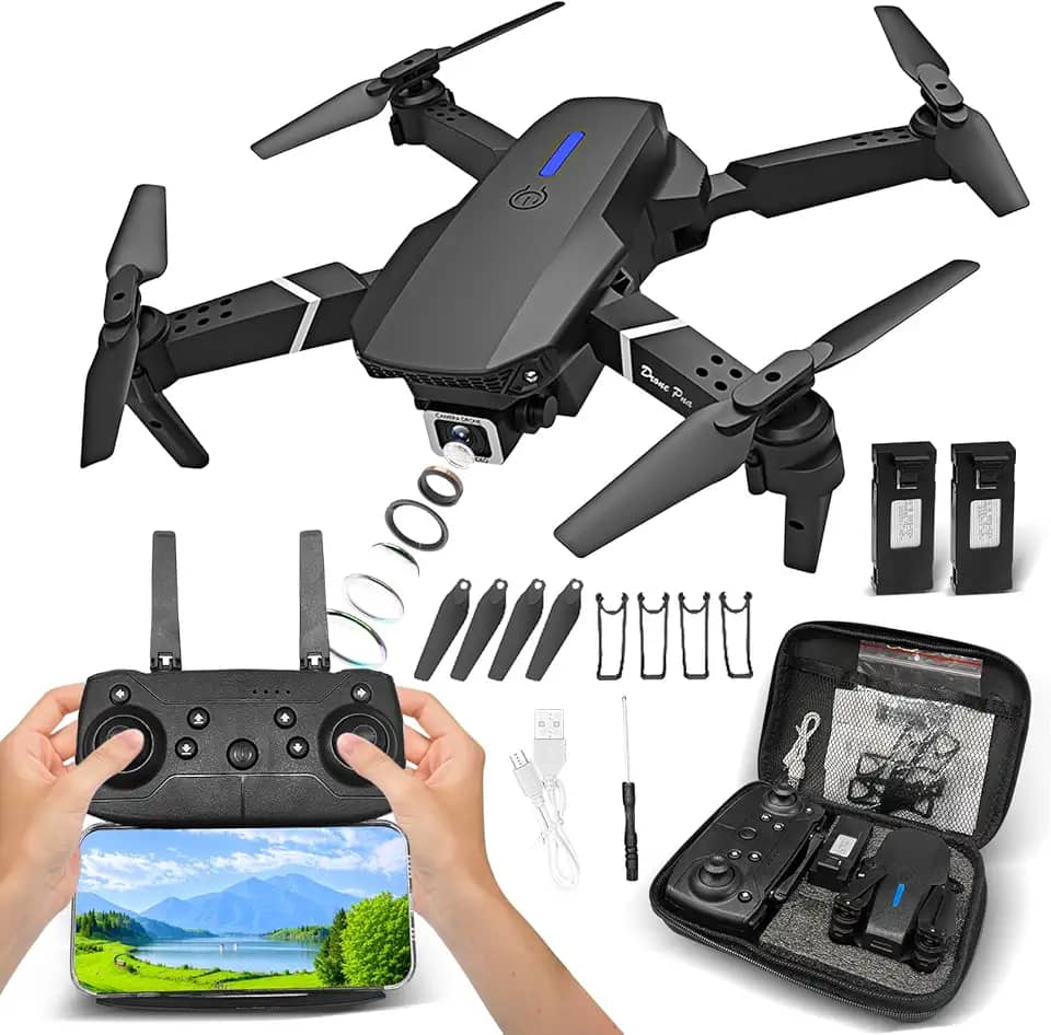 Drone com Camera E88 Drone FPV Mini Drone Dobrável 4K HD Câmeras Quadricóptero